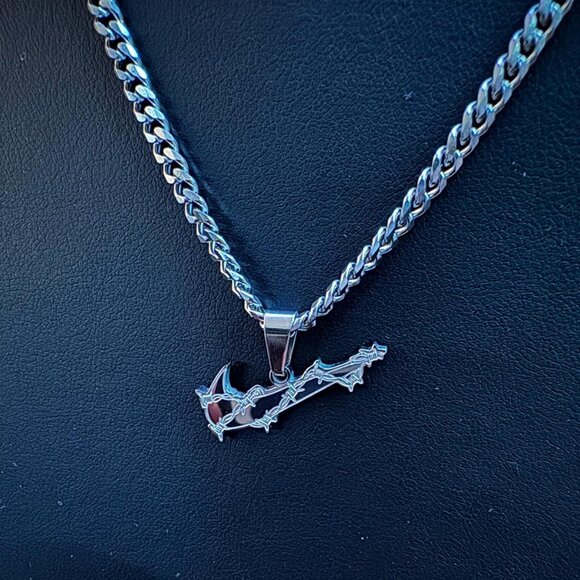 NIKE Barbwire Swoosh Necklace - 3mm Cuban - 20" Silver Chain - Easter Gift - Picture 1 of 3